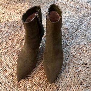 J. Crew Olive Ankle Boots Kitten heel